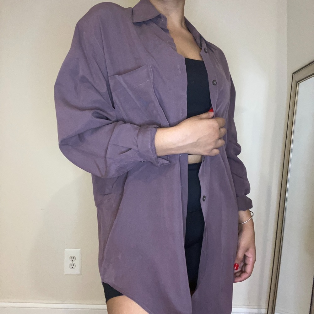 Greyish/Purple Over Sized Button Down